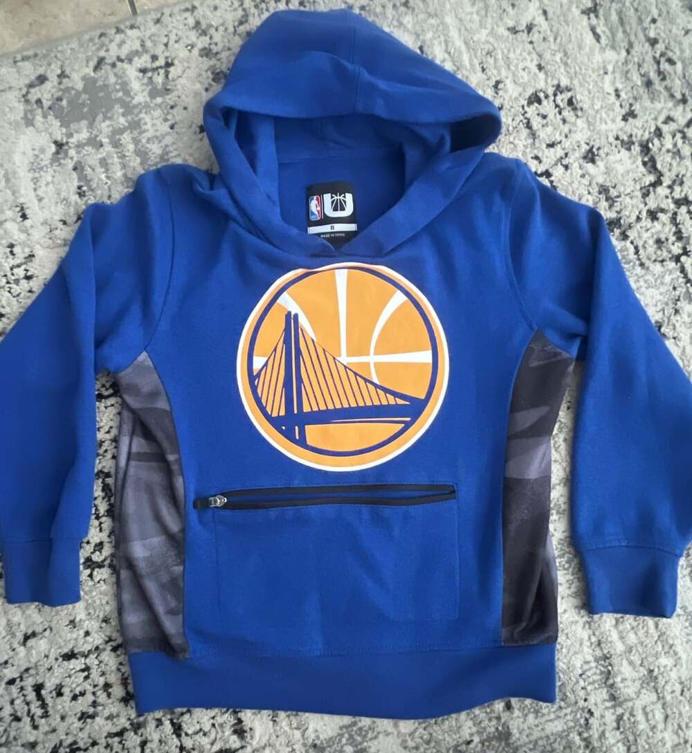 NBA Golden State Warriors Kids Size 8 Hoodie with Camo Side and Zip Pocket
